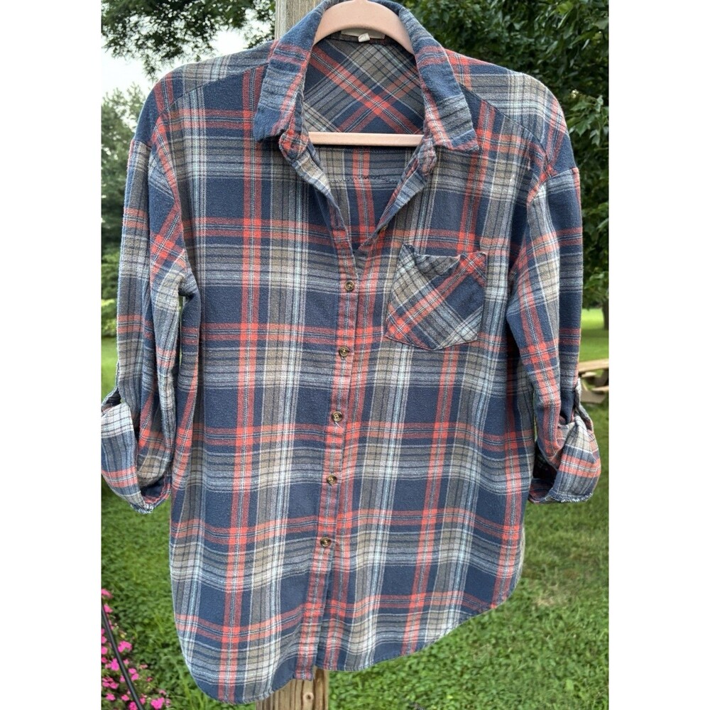 Upcycled Twenty One Pilots Button Down Flannel Top Womens Size Large Grunge Rock - Picture 9 of 13